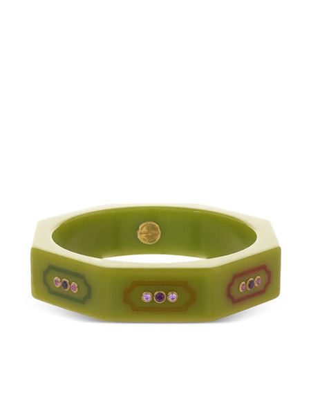  Mark Davis 18k Yellow Gold Pink Sapphire Garnet Bangle - Green 