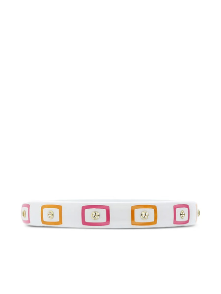  Mark Davis 18k Yellow Gold White Topaz Geometric Bangle 