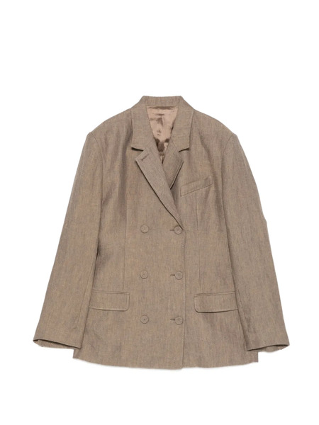  Mark Kenly Domino Tan Jenia Double-breasted Jacket - Brown 
