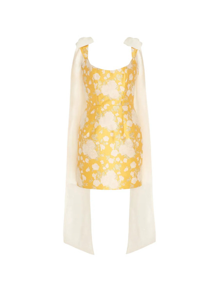  Markarian Celestia Floral Brocade Mini Dress - Yellow 
