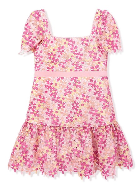  Marlo Floral-embroidered Flared Dress - Pink 