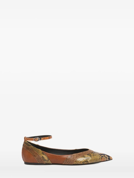  Marni Ankle-strap Pointed-toe Flats - Brown 