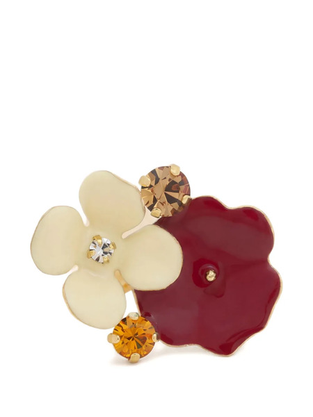  Marni Brightly Coloured Flower Rhinestone Ring - Gold 
