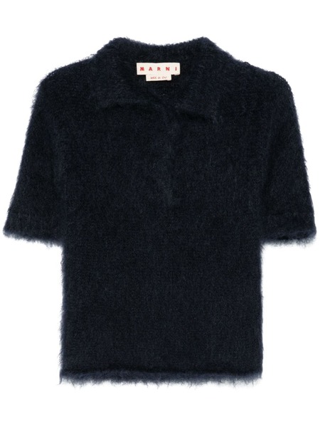  Marni Brushed-effect Polo Top - Blue 