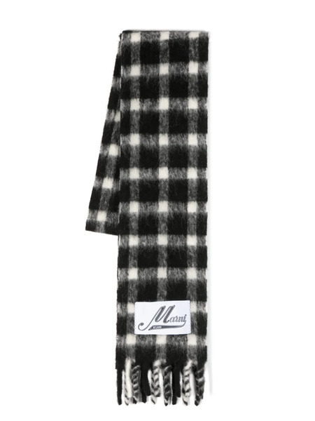  Marni Check-print Fringed Scarf - Black 