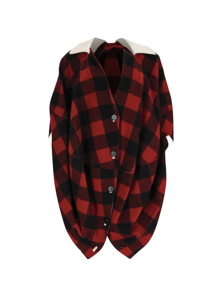  Marni Check-print Poncho Jacket - Red 
