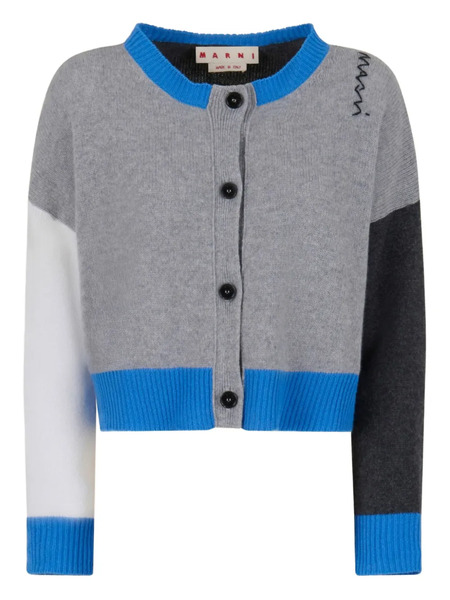  Marni Colour-blocked Cropped Cardigan - Bln38 Inox 