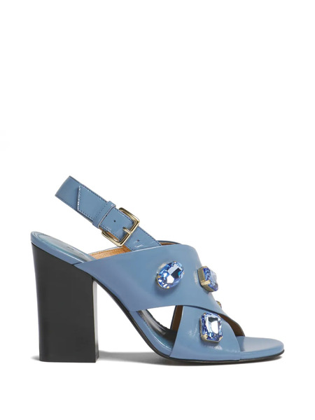  Marni Criss-cross Crystal Leather Sandals - Blue 