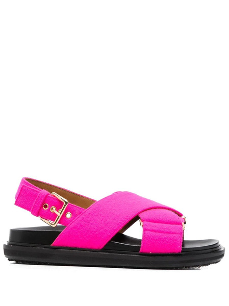  Marni Crossover-strap Leather Sandals - Pink 