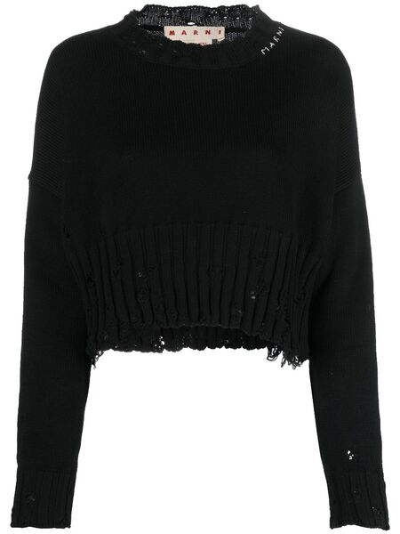 Marni Distressed Cropped Jumper - Black 