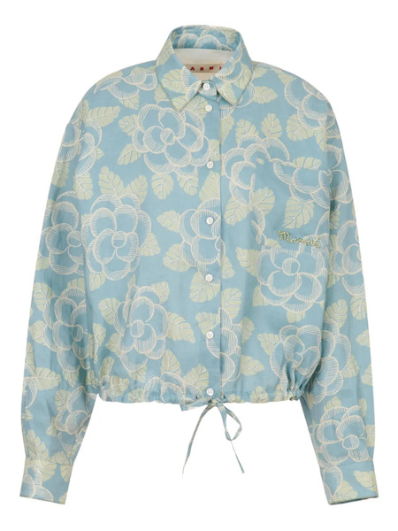  Marni Drawstring Floral Shirt - Blue 