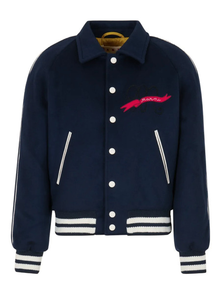 Marni Embroidered Bomber Jacket - Blue 
