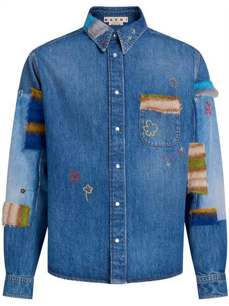  Marni Embroidered Denim Shirt - Blue 