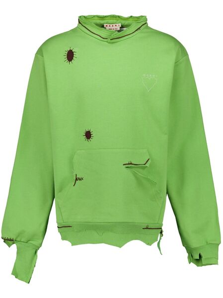  Marni Embroidered Distressed Sweatshirt - Green 