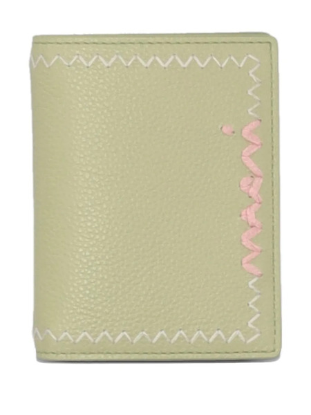  Marni Embroidered Leather Bifold Wallet - Green 