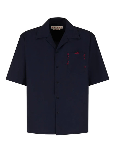  Marni Embroidered Short-sleeve Shirt - Blue 