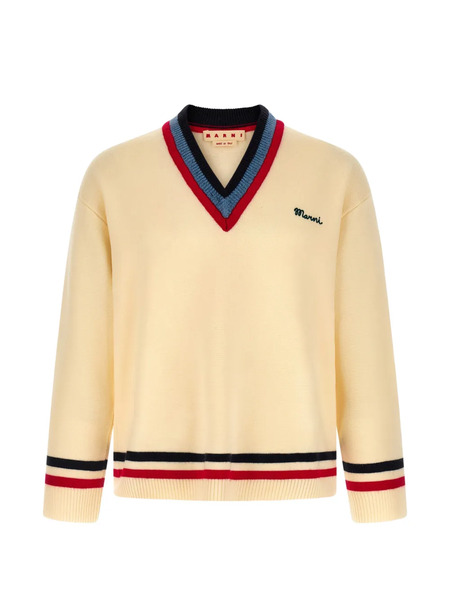  Marni Embroidery V-neck Sweater - Neutrals 
