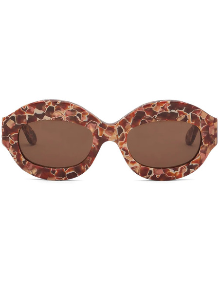  Marni Eyewear Lava Ik Kil Cenote Oval-frame Sunglasses - Brown 