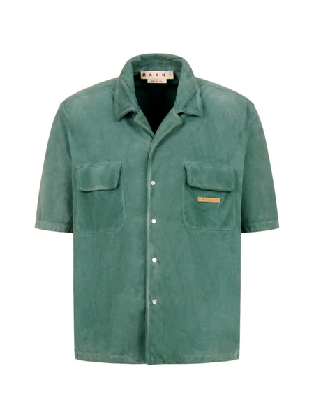  Marni Flap-patch Pocket Lambskin Shirt - Green 