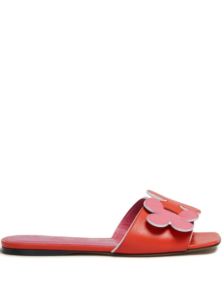  Marni Floral-applique Slide Sandals - Orange 