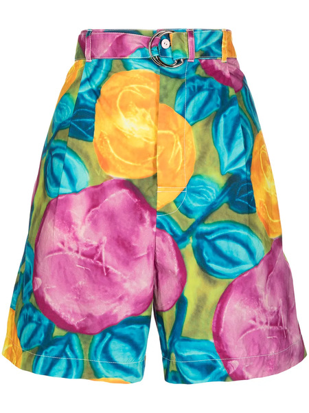  Marni Floral-print Belted-waist Shorts - Multicolour 