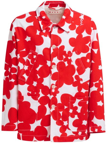 Marni Floral-print Cotton Jacket - Red 