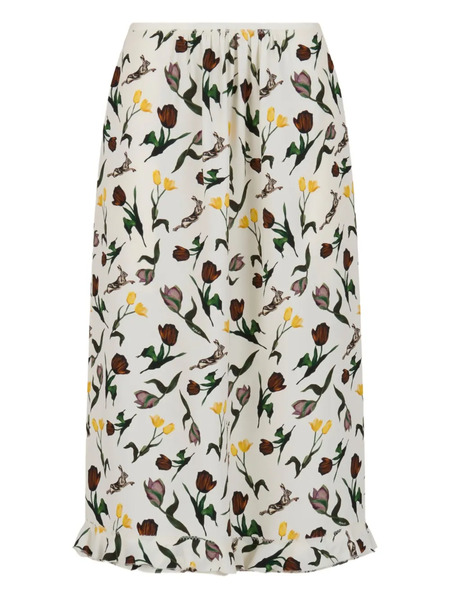  Marni Floral-print Midi Skirt - White 