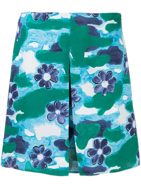  Marni Floral-print Mini Skirt - Blue 