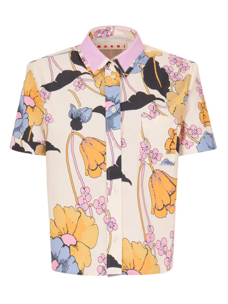  Marni Floral-print Pocket Shirt - Neutrals 