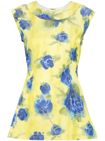  Marni Floral-print Taffeta Top - Yellow 