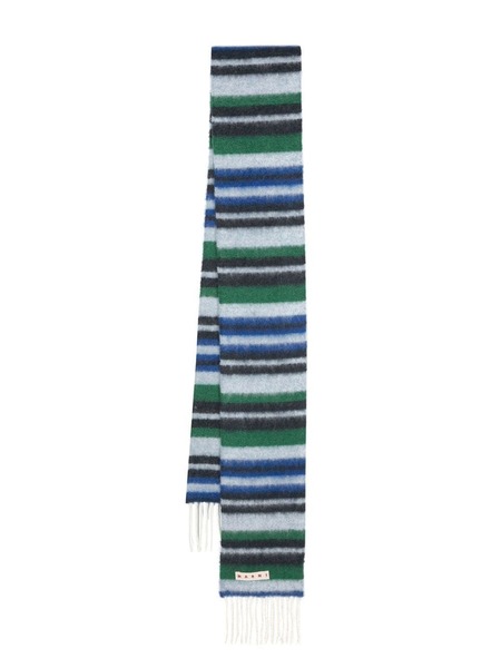  Marni Fringed Colour-block Scarf - Blue 