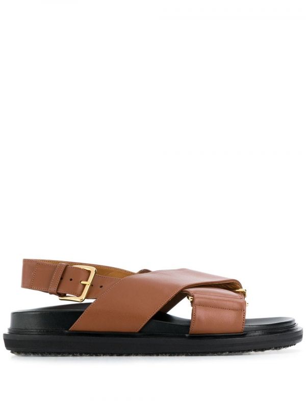  Marni Fussbet Criss-cross Sandals - Brown 