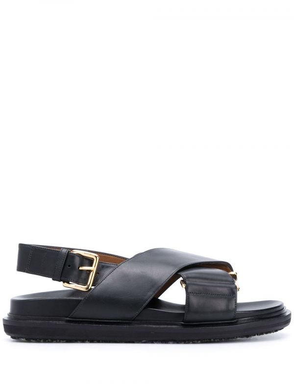  Marni Fussbett Criss-cross Sandals - Black 