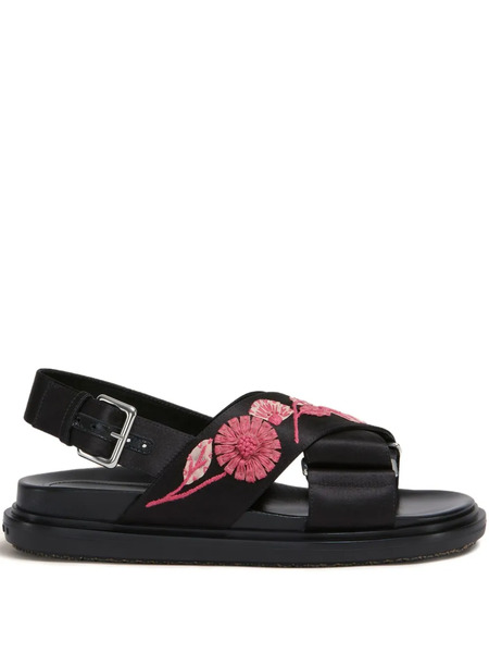  Marni Fussbett Floral-embellished Sandals - Black 