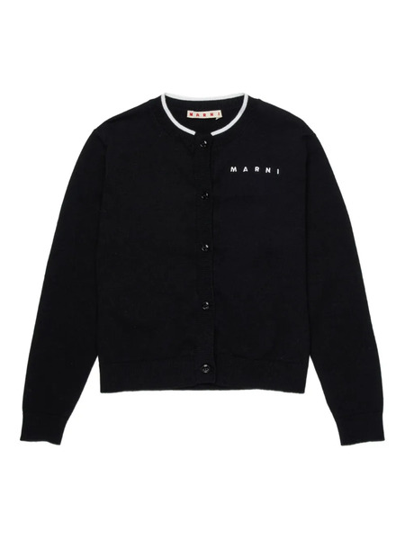  Marni Kids Buttoned Logo Cardigan - Black 