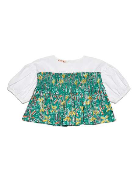  Marni Kids Carioca-print Panelled Shirt - Green 