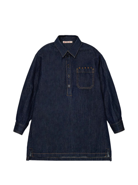  Marni Kids Chest-pocket Button Dress - Blue 