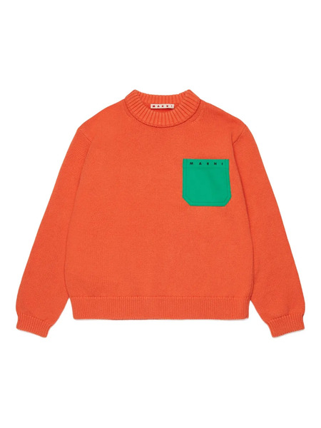  Marni Kids Chest-pocket Sweater - Orange 