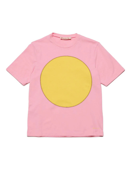  Marni Kids Circle-panel Jersey T-shirt - Pink 