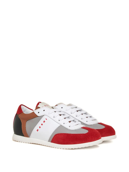  Marni Kids Colour-block Side Print Sneakers - Red 