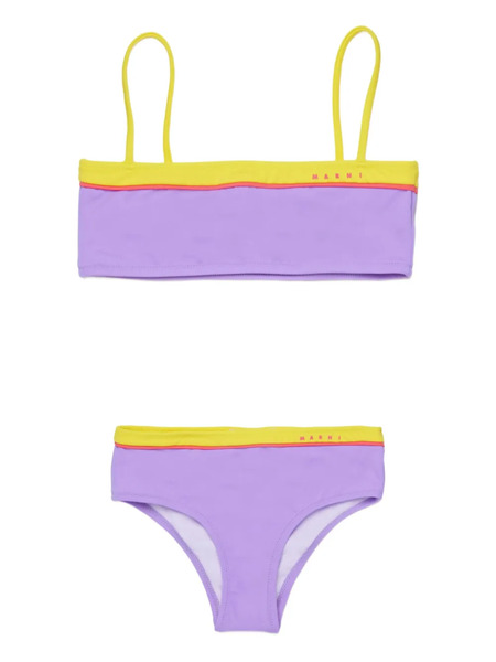  Marni Kids Contrasting-trim Logo-print Bikini - Purple 