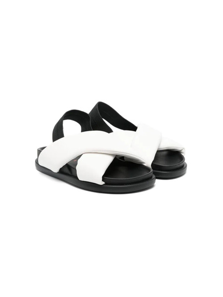  Marni Kids Crossover-strap Leather Sandals - White 