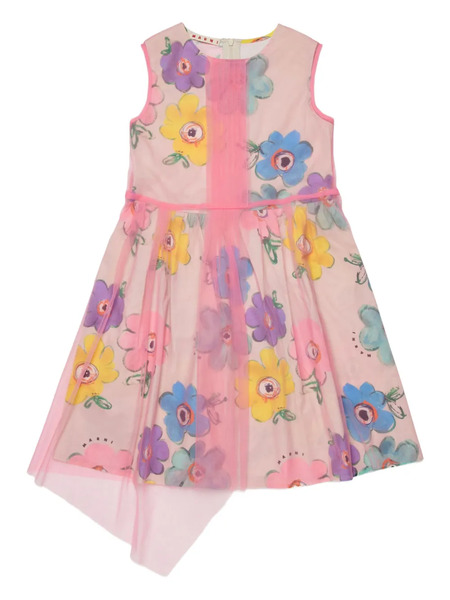  Marni Kids Floral-pattern Midi Dress - Pink 