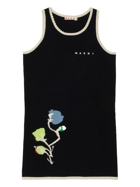  Marni Kids Floral-trim Casual Dress - Black 