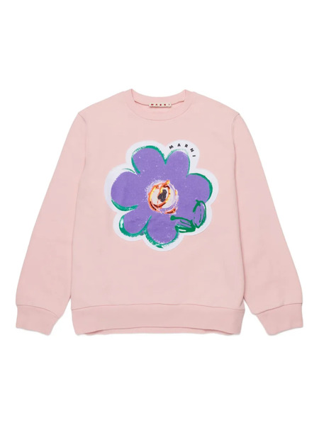  Marni Kids Flower Appliqué Sweatshirt - Pink 