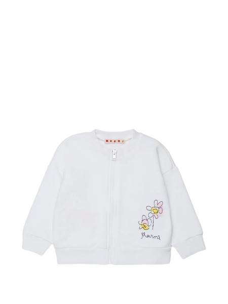  Marni Kids Flower Zip Sweatshirt - White 