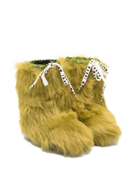  Marni Kids Furry Lace-up Boots - Green 