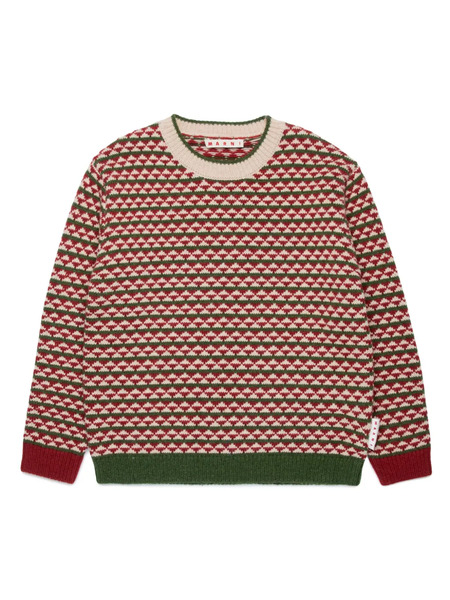  Marni Kids Geometric-knit Wool-blend Jumper - Red 