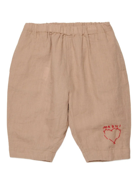  Marni Kids Heart-embroidery Trousers - Neutrals 