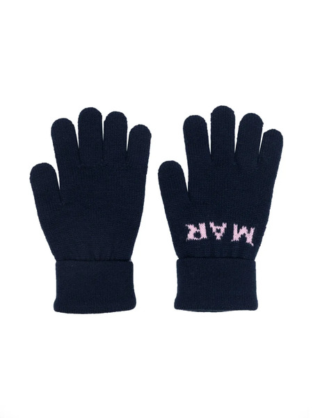  Marni Kids Intarsia-knit Logo Gloves - Blue 